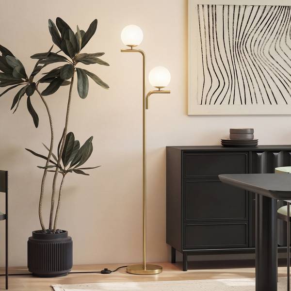 Stehlampe B31-654V90GD Gold - Stahl - Milchglas - 28 x 170 x 33 cm