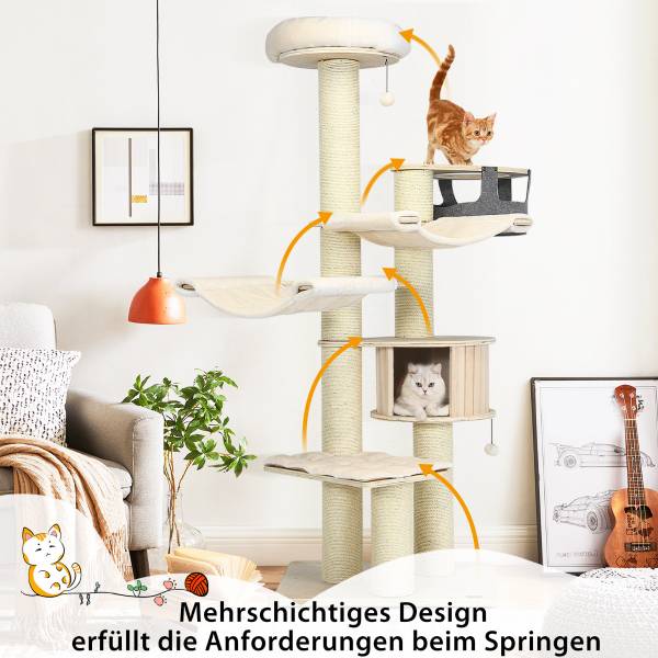 Kratzbaum PS7476NA Beige - Holzwerkstoff - 75 x 197 x 56 cm