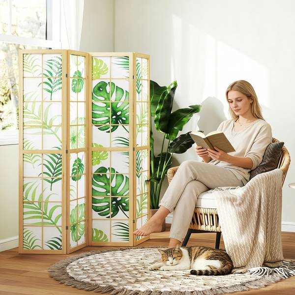 Paravent 83C-188V00GN Massivholz - 2 x 170 x 160 cm