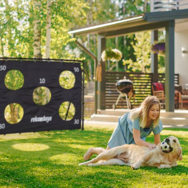 Schwarzes Fußballtor mit Torwand Schwarz - Grau - Weiß - Polyester - Stahl - 217 x 153 x 75 cm