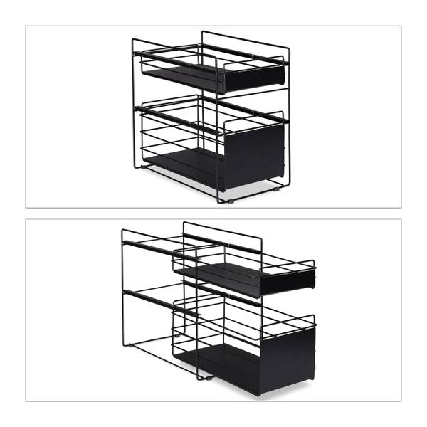 Schubladenregal mit 2 Körben Schwarz - Stahl - 25 x 40 x 41 cm
