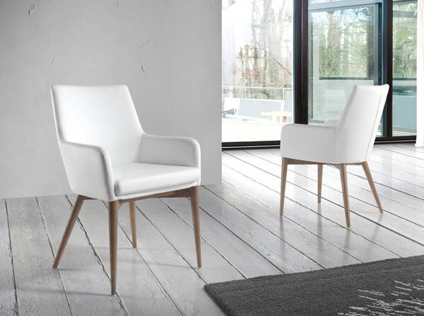 Stuhl 4006 Braun - Weiß - Strukturstoff - Kunstleder - Kunstharz - 57 x 88 x 64 cm