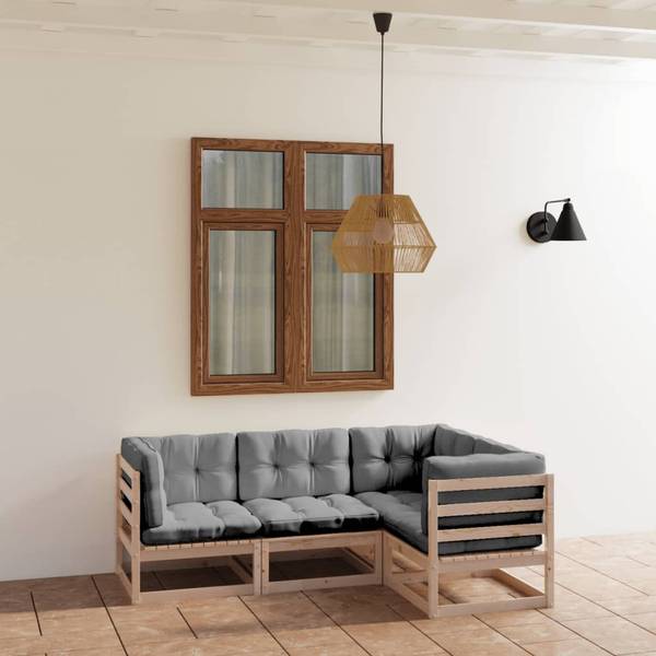 Loungeset 3009927-2 set van 4 grijs - hout