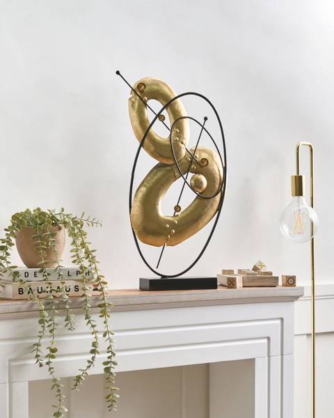 Dekofigur LUSK Schwarz - Gold - Metall - 30 x 63 x 12 cm