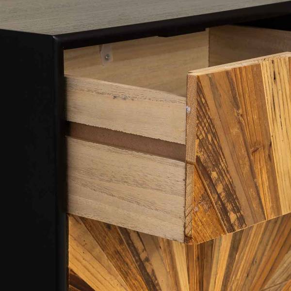 Commode Taki Noir - En partie en bois massif - 42 x 105 x 37 cm