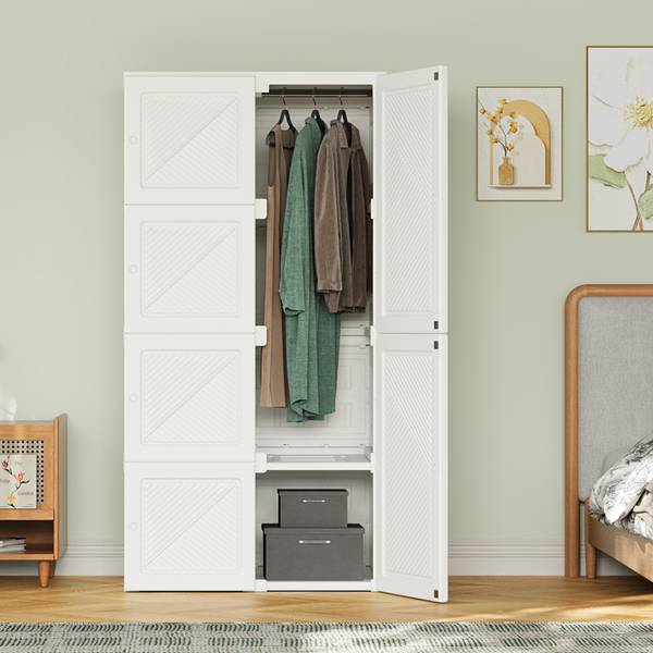 Kleiderschrank AHUI-2 Weiß - Kunststoff - 50 x 136 x 69 cm