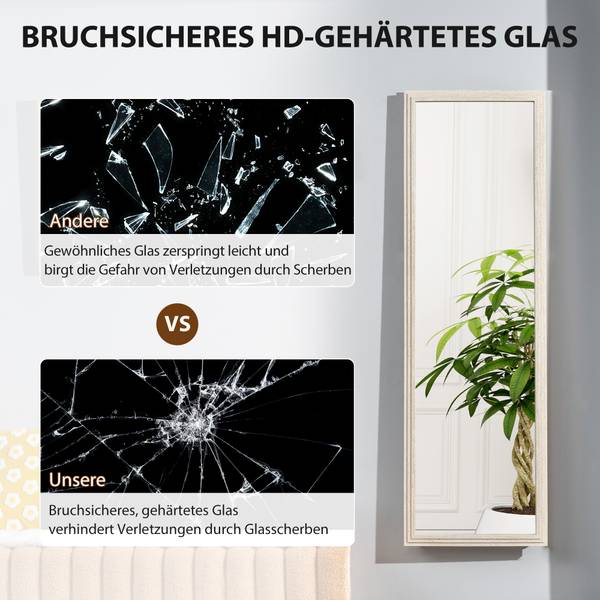 Lichaamslange spiegel 83D-069V00WT wit - glas - 4 x 160 x 50 cm
