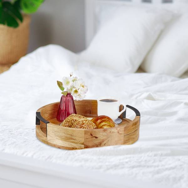 Plateau de service Noir - Marron - Fer - 35 x 8 x 35 cm