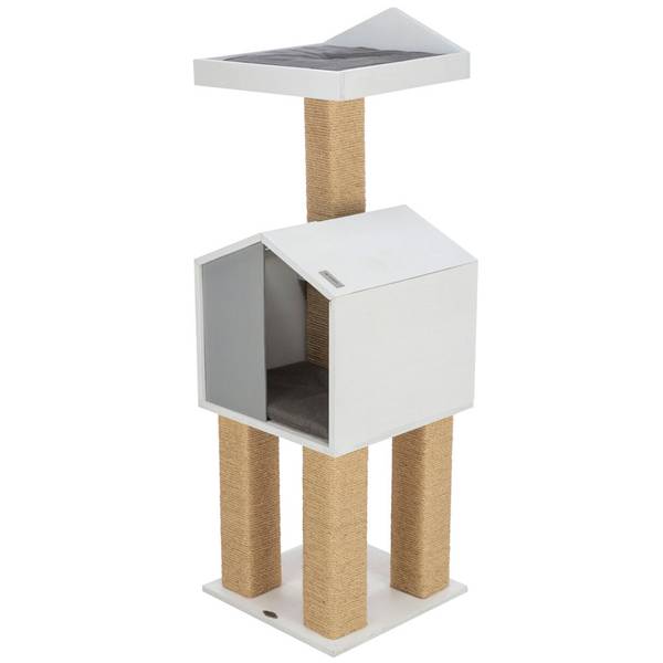 BE NORDIC Kratzbaum Jonte Weiß - Holzwerkstoff - 38 x 115 x 38 cm