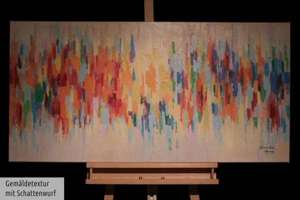Acrylbild Handgemalt Nonfigurativ Vab Baumwollstoff - 120 x 60 x 4 cm
