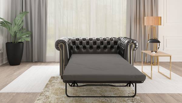 Chesterfield-Set Perry - Schlaffunktion Schwarz