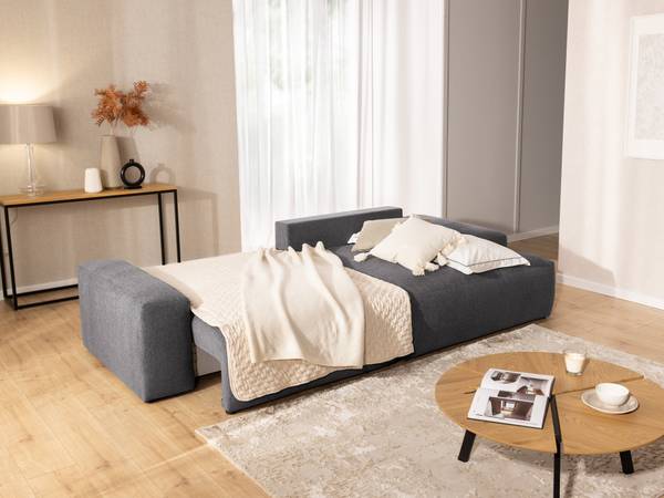 Ecksofa Lennon mit Hocker Graphit - Ecke davorstehend rechts