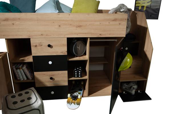 HOCHBETT SMART 3P Schwarz - Braun - Weiß - Holzwerkstoff - Holz teilmassiv - 98 x 123 x 249 cm