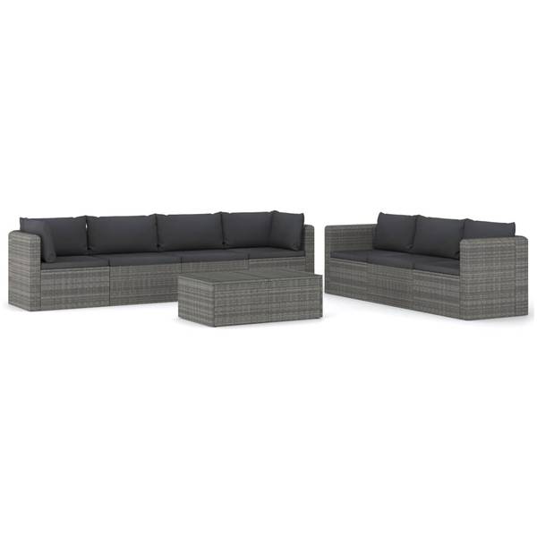 Garten-Lounge-Set 3059494 8-teilig Grau - Polyrattan - 68 x 63 x 72 cm