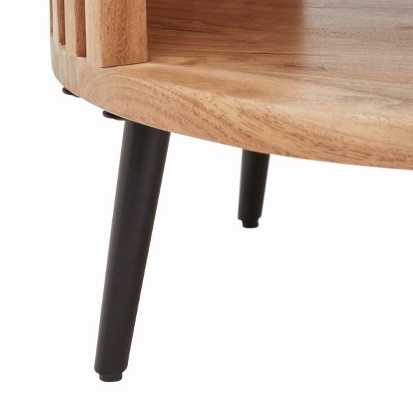 Beistelltisch MADDI Beige - Schwarz - Metall - Holz teilmassiv - 50 x 40 x 50 cm