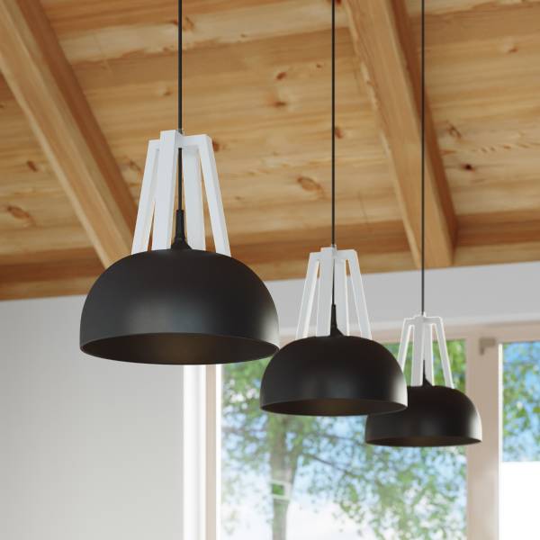 Pendelleuchte Casco Weiß - Stahl - 30 x 85 x 30 cm