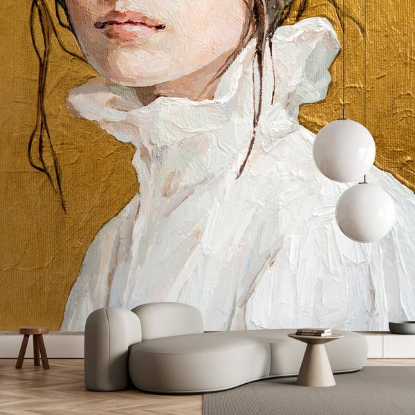 Fototapete Golda Walls by Patel Braun - Gold - Weiß - Gelb - Fleece - 400 x 270 x 1 cm