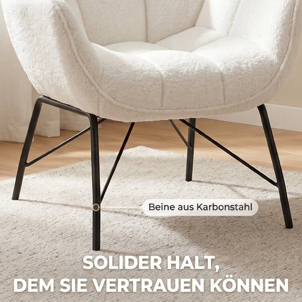 Relaxsessel 83B-764V00CW Weiß - Polyester - Teddystoff - 68 x 79 x 69 cm