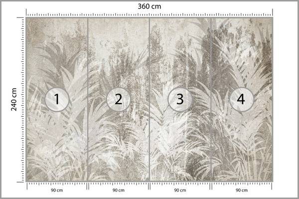 Fototapete BLÄTTER Beton Abstraktion 360 x 240 x 240 cm