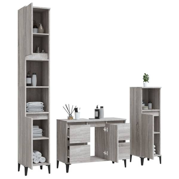 Badmöbel 3029319_de 3er Set Grau
