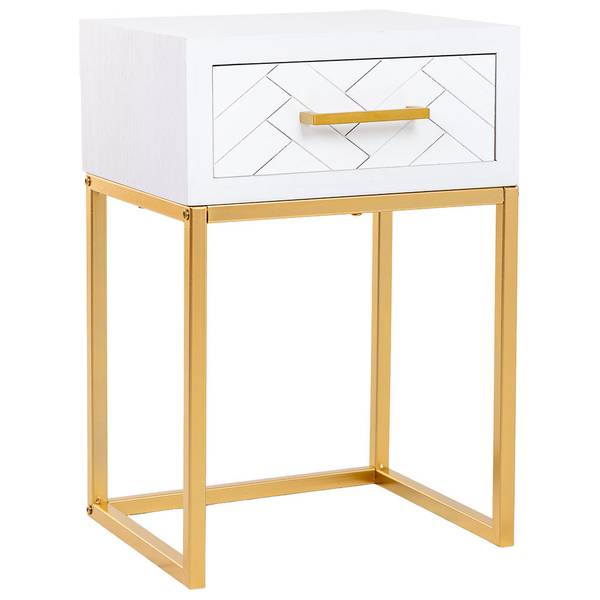 Nachttisch Marta Weiß - Massivholz - 40 x 60 x 36 cm