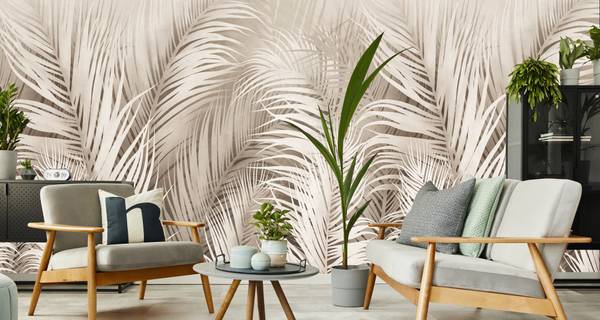 Vlies-Fotobehang PALMBLADEREN Planten beige - 460 x 300 x 300 cm