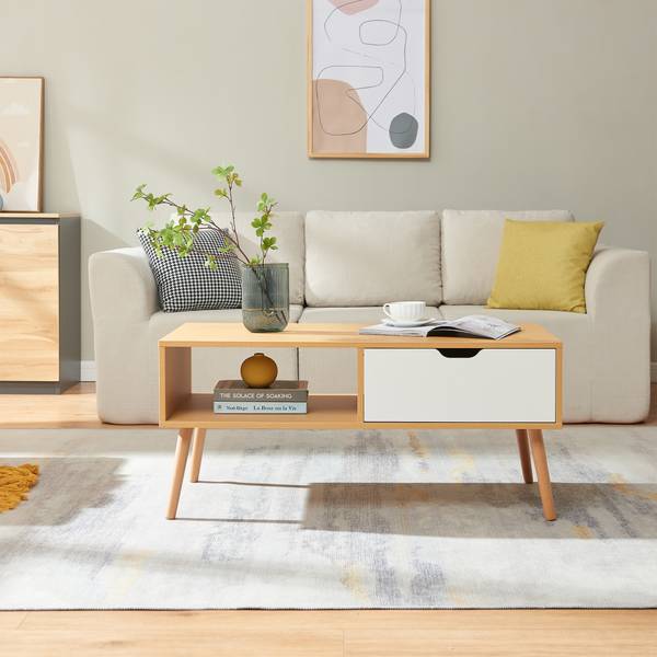 Couchtisch Bordkak Braun - Weiß - Holzwerkstoff - 100 x 45 x 48 cm