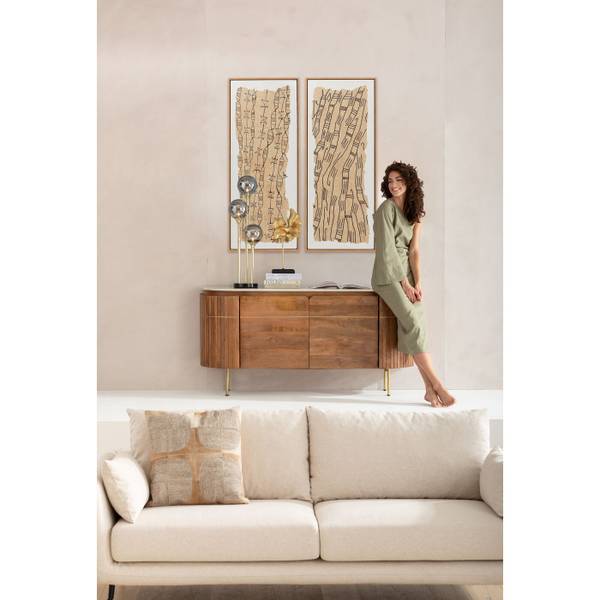 Peinture Native Spirals 50x150cm Marron - Textile - 4 x 150 x 50 cm