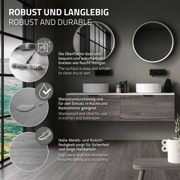 Klick Vinylboden LIGNUM-S 21er-Set Eiche Grau Dekor - Anzahl Teile im Set: 21