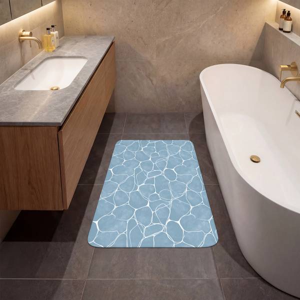 BADEMATTE Wasser 60 x 90 cm - Durchmesser: 96 cm