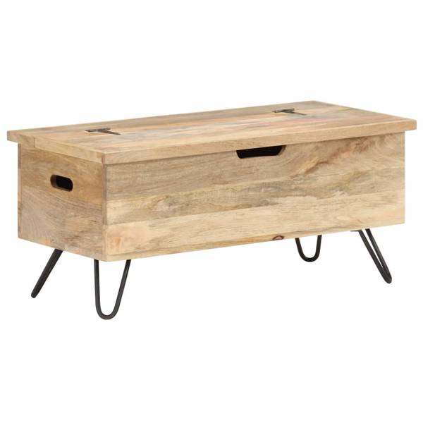 Coffre 289635 Marron - Manguier - Acier - 90 x 45 x 40 cm