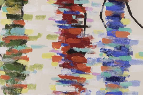 Acrylbild Handgemalt Personen Yi Beige - Baumwollstoff - 60 x 60 x 4 cm