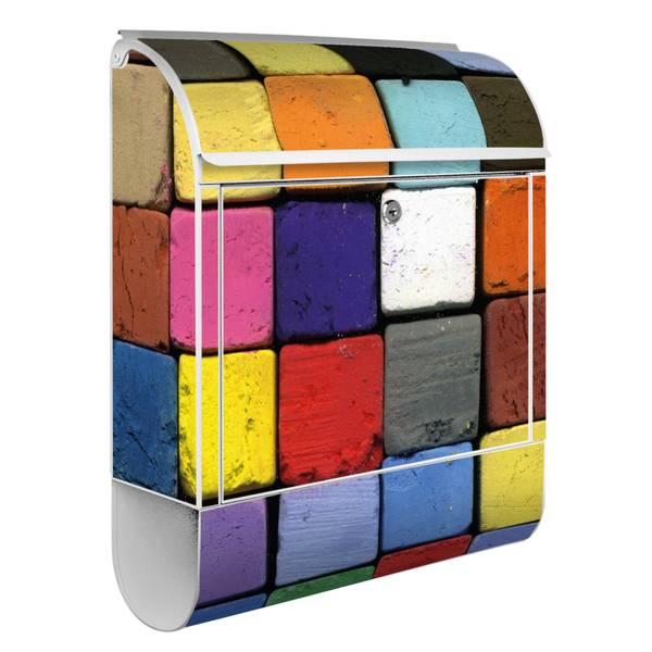 Briefkasten Stahl Bunte Kreide Weiß - Stahl - 38 x 46 x 13 cm