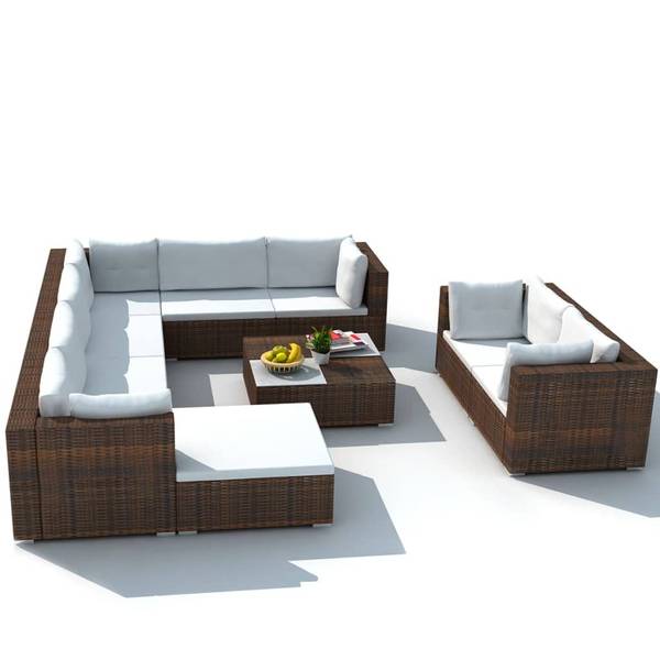 Gartenmöbel-Set 296250 (10-teilig) Braun - Polyester - 74 x 26 x 74 cm