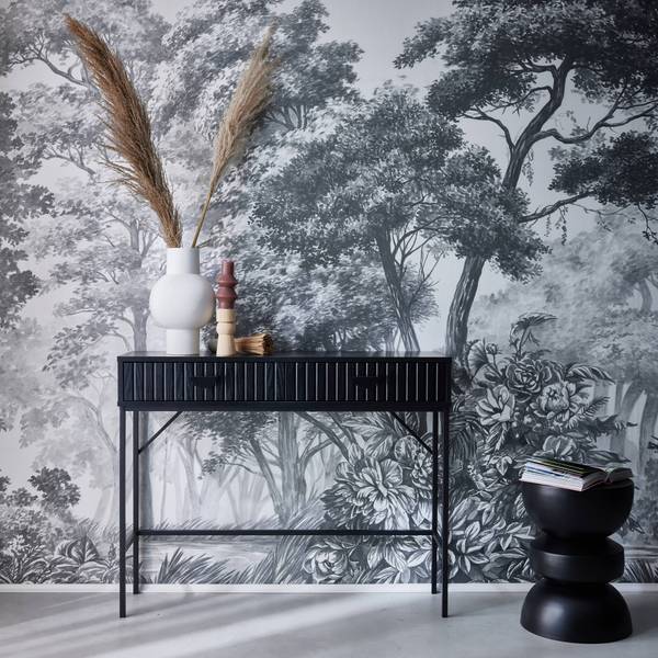 Konsole Bazalt Schwarz - Holz teilmassiv - 29 x 79 x 100 cm