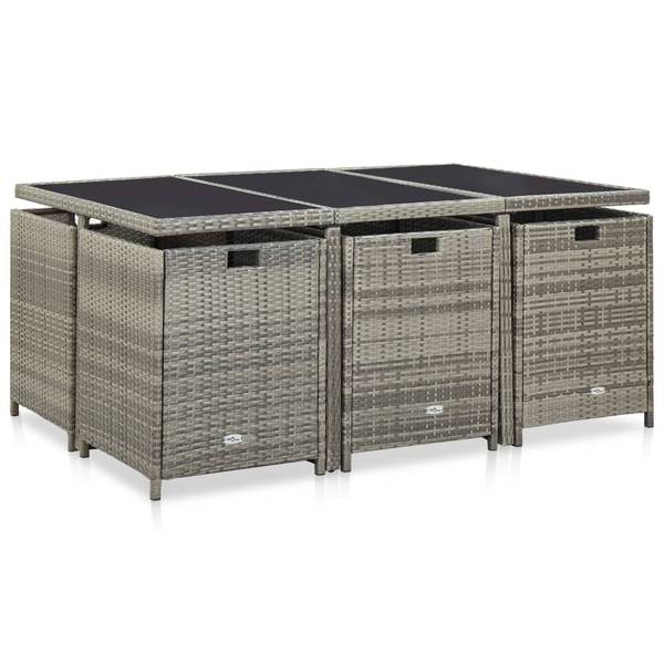 Garten-Essgruppe 3012316-10 11-teilig Grau - Polyester - Polyethylen - 109 x 74 x 167 cm