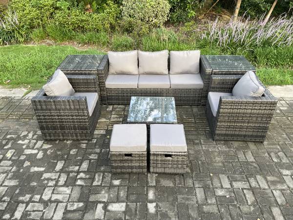 Loungegruppe A(8er-Set) Grau - Webstoff - 177 x 66 x 65 cm