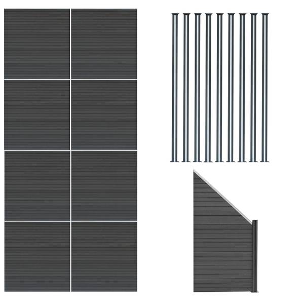 Gartenzaun 40387 18er Set Grau - Holzwerkstoff - 1484 x 185 x 7 cm