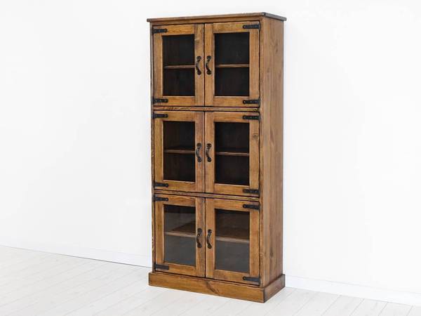 Vitrine Rustyk 3 Braun - Kiefer - Stahl - 90 x 190 x 40 cm