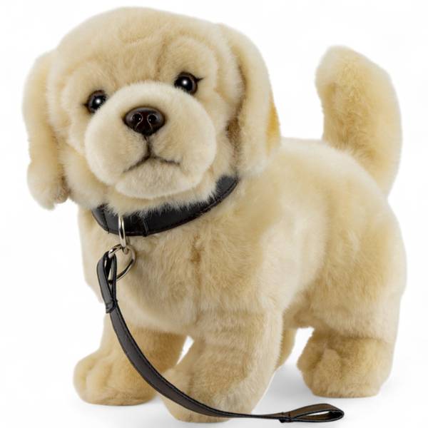 Kuscheltier Golden Retriever mit Leine Beige - Kunstfell - 10 x 22 x 24 cm