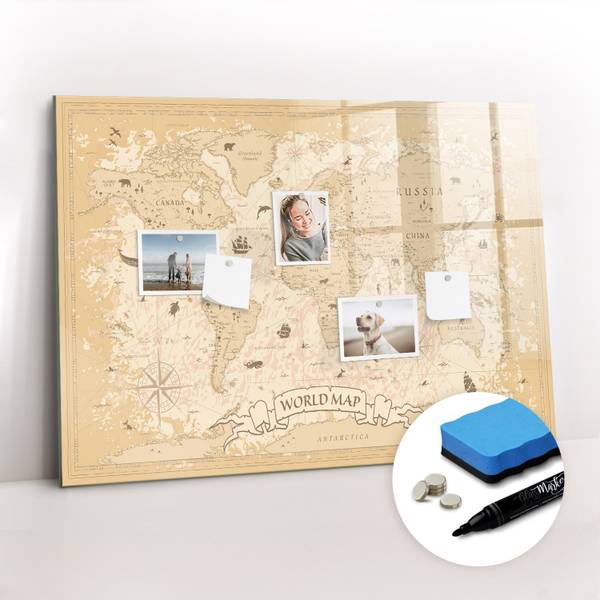 Memoboard Vintage Weltkarte 100 x 70 cm