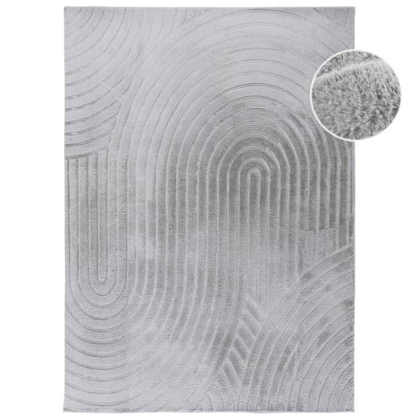 Kurzflor-Teppich Waves Grau - 160 x 230 cm