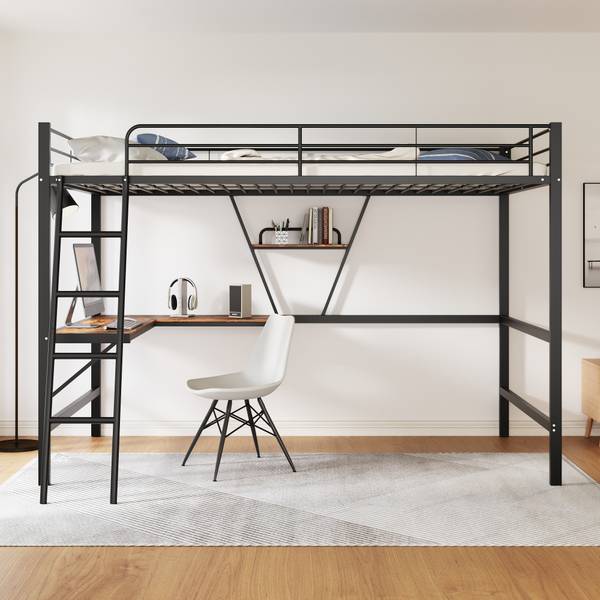 Hochbett-O2218 Schwarz - Metall - 149 x 181 x 205 cm