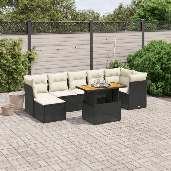 Garten-Lounge-Set 3037553-1 (8-teilig) Schwarz - Creme