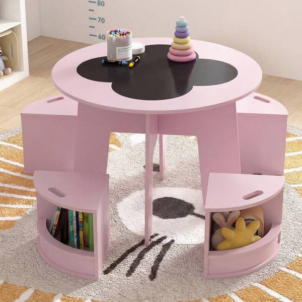 Kindersitzgruppe TK32780 5-tlg. Pink - Holzwerkstoff - 70 x 49 x 70 cm