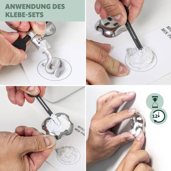 Glasablage Lucente inkl. Klebe Set Silber - Metall - 46 x 6 x 13 cm