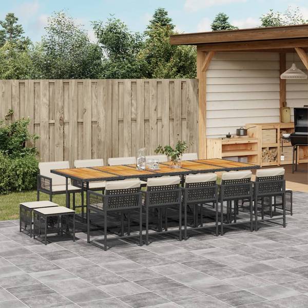 Tuinset 3033286-9 set van 15 zwart - wit - staal - 106 x 73 x 275 cm