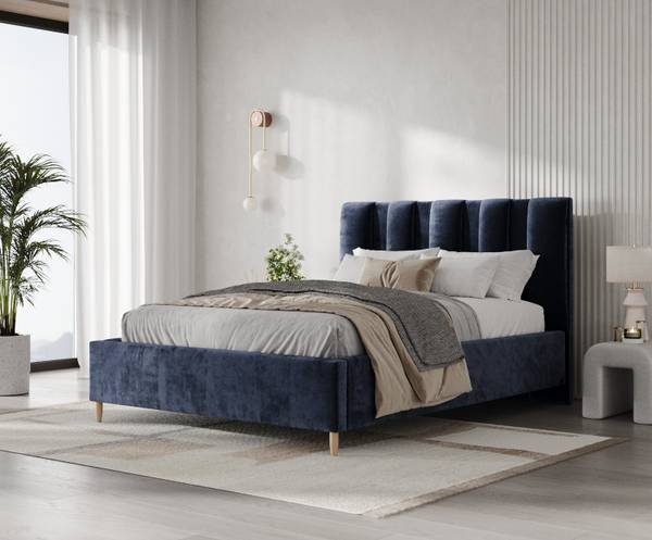 Polsterbett LOOM mit Stauraum Lotta Marineblau - Liegefläche Breite: 160 cm