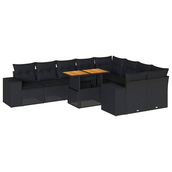 Garten-Lounge-Set 3037213-1 (10-teilig) Schwarz