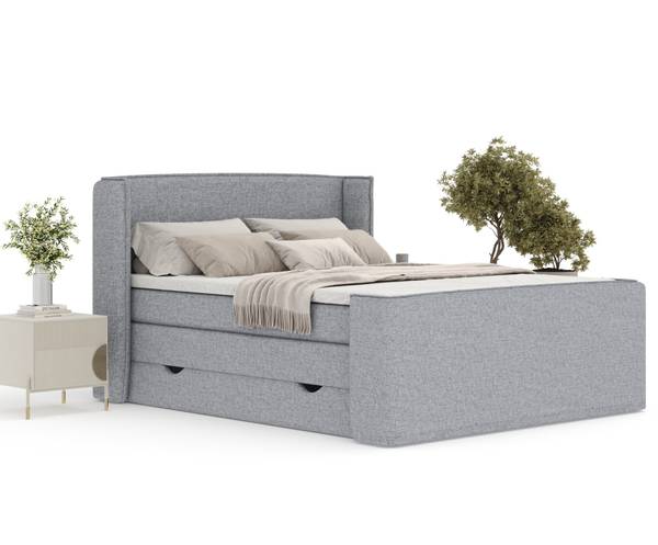 Boxspringbett Freeland Grau - Liegefläche Breite: 200 cm